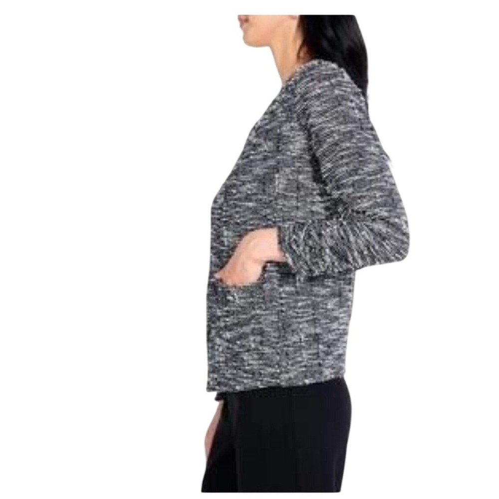 Karl Lagerfeld Paris Black White Textured Zip Front Jacket M designer 
Luxury‎